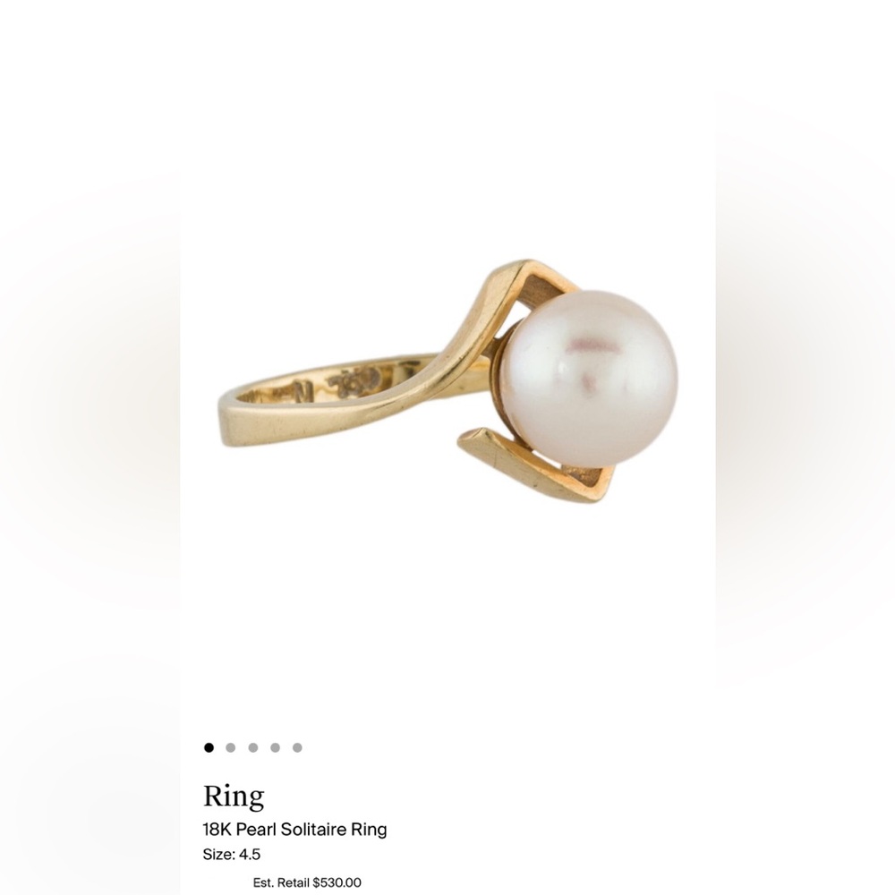 18k Gold Pearl Solitaire Ring | size 4.5